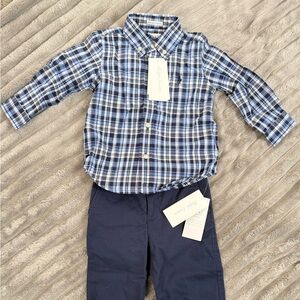 Baby Ralph Lauren Blue Plaid Shirt and Navy Pants